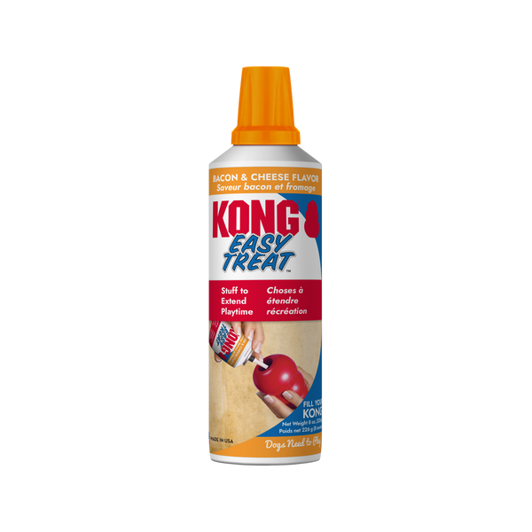 Image of KONG Easy Treat Bacon & Cheese bottle, a convenient, mess-free treat solution that offers delicious flavour and mental stimulation for dogs.