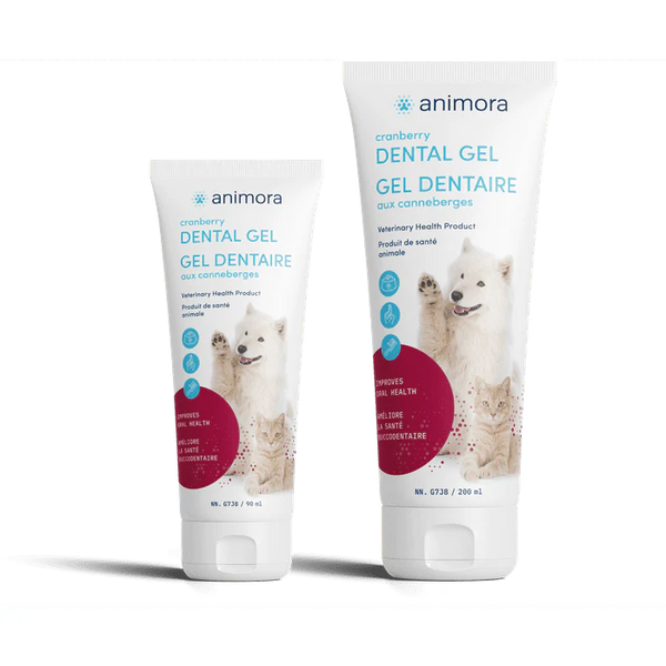Animora's Cranberry Dental Gel: Image showing two different sizes of the product, providing options for pet owners.
