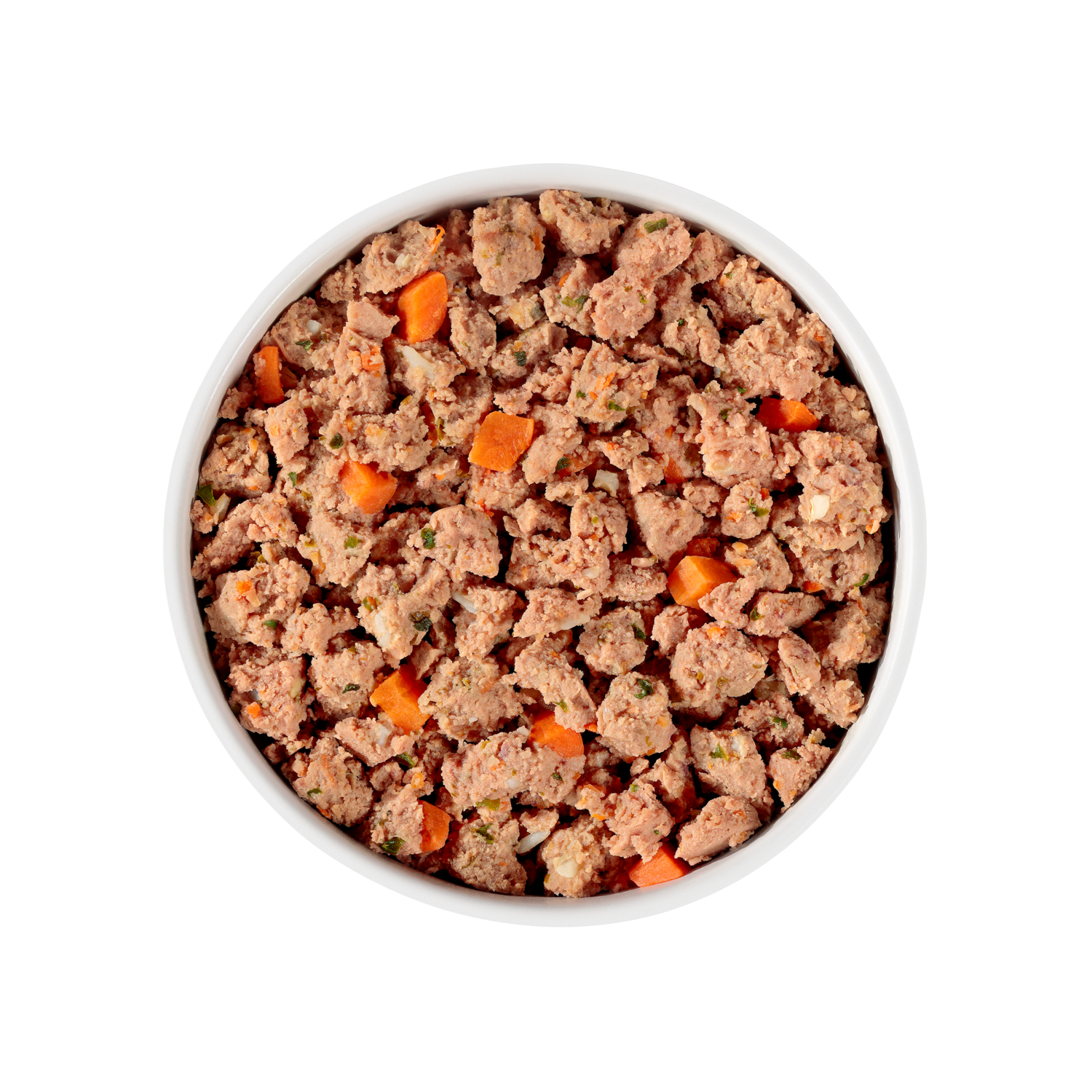 Fresh sliced chicken dog food served in a bowl, highlighting moist texture, high-protein ingredients for muscle support, and natural prebiotics that promote healthy digestion and overall vitality.