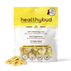 Front of Healthybud Banana Chips dog treats bag showing the all-natural recipe made with bananas and coconut oil. Highlights that these light, crunchy chips are packed with fiber, potassium, and vitamins to promote healthy digestion and energy for dogs, with no added sugar, salt, or sulphites