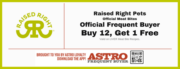 Image showcasing the Astro Frequent Buyer program, offering rewards for loyal customers of Raised Right Meat Bites.