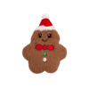 Front view of KONG Holiday Snuzzles Mini Gingerbread toy for small dogs, showing its festive gingerbread design with plush texture and built-in full-body squeaker that provides satisfying play, comfort, and enrichment during the holidays.
