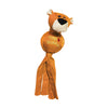 A detailed image of the Kong Wubba Ballistic Friends toy in the shape of an orange lion, highlighting its durable nylon fabric and long tails designed for fetch and play.