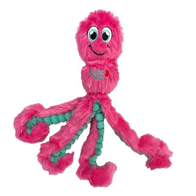 KONG Wubba Octopus toy in pink, featuring long legs and a soft plush body