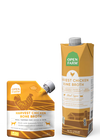 Close-up image showing the front of Open Farm Chicken Bone Broth packaging, highlighting the 12 oz and 32 oz size options.