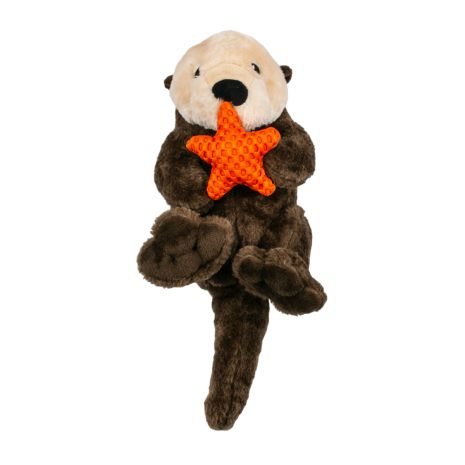 Adorable Tall Tails Otter dog toy with rope body, plush design, and squeaker for safe, durable, and comforting interactive play.