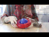 Video showcasing a dog engaging with the KONG Gyro, demonstrating how the toy rolls, spins, and dispenses treats for extended playtime.