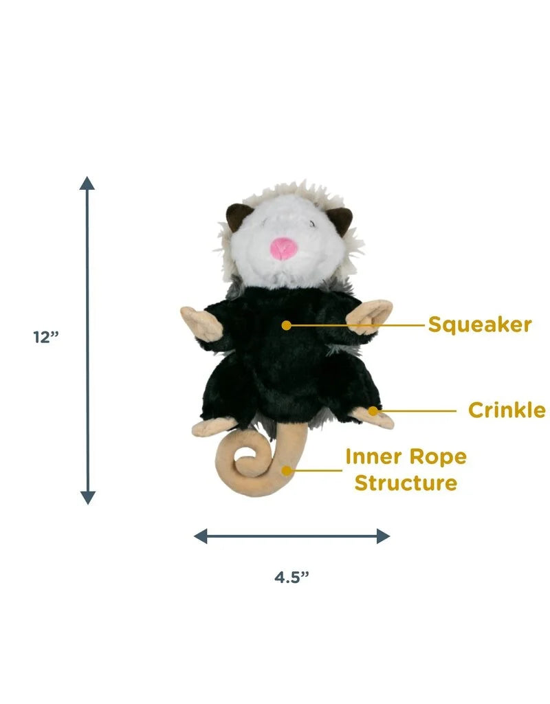 Image Showing the size of Tall Tails Possum Plush and Rope Dog Toy.  Showing it's 11-12