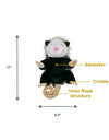 Image Showing the size of Tall Tails Possum Plush and Rope Dog Toy.  Showing it's 11-12" in length and 4.5 inches wide