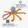 Tall Tails 14” Octopus Plush Dog Toy with squeaker sewn into a separate pouch, reinforced mesh for long-lasting play.