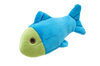 Close-up of Molly the Fish plush dog toy featuring an extra-small 4-inch design, ultra-soft premium fabric, reinforced Tuffweb™ mesh lining, embroidered safety details, and durable construction created specifically for puppies, toy breeds, and gentle play.
