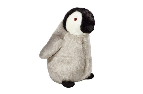 Close-up of Skipper the Penguin plush dog toy featuring a rounded body shape, ultra-soft premium fabric, reinforced Tuffweb™ mesh lining, embroidered safety details, and durable construction designed for chasing, rolling, retrieving, and enrichment play.