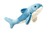 Close-up of Baby Bruce the Shark plush dog toy featuring an extra-small 8-inch design, ultra-soft premium fabric, reinforced Tuffweb™ mesh lining, embroidered safety details, and durable construction ideal for puppies, toy breeds, and gentle everyday play.